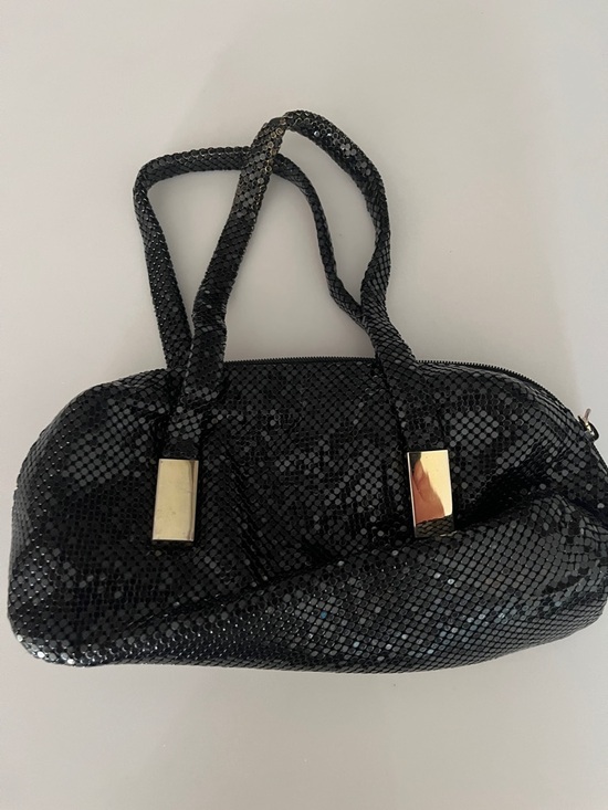 Whiting & Davis Handbags - Vintage Whiting & Davis Black Sequin Clutch with Gold Accents